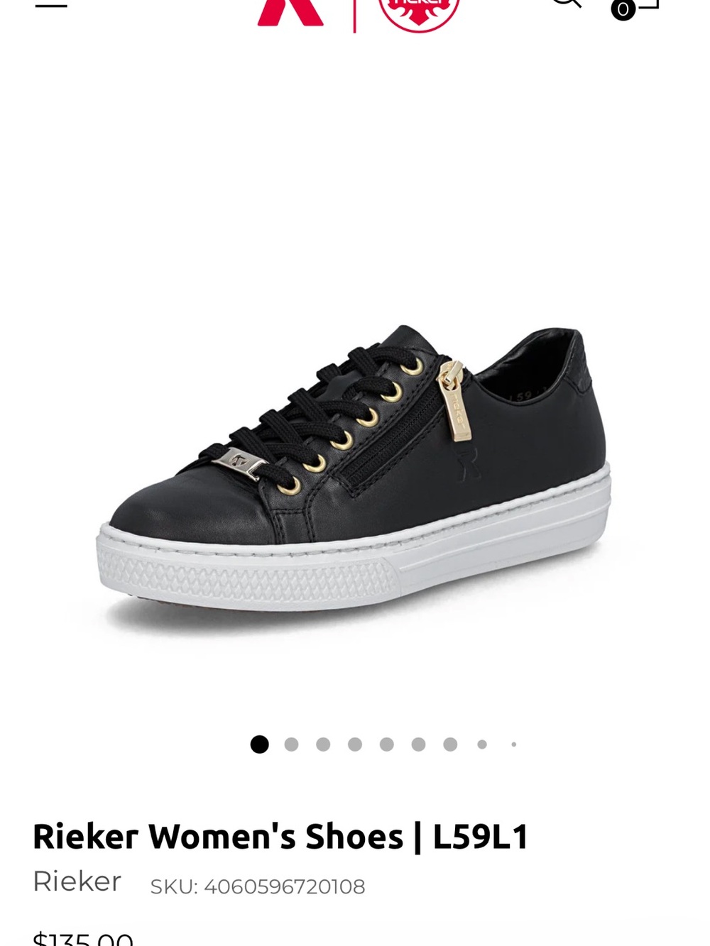 Rieker Black Low-Top Sneaker with White Sole